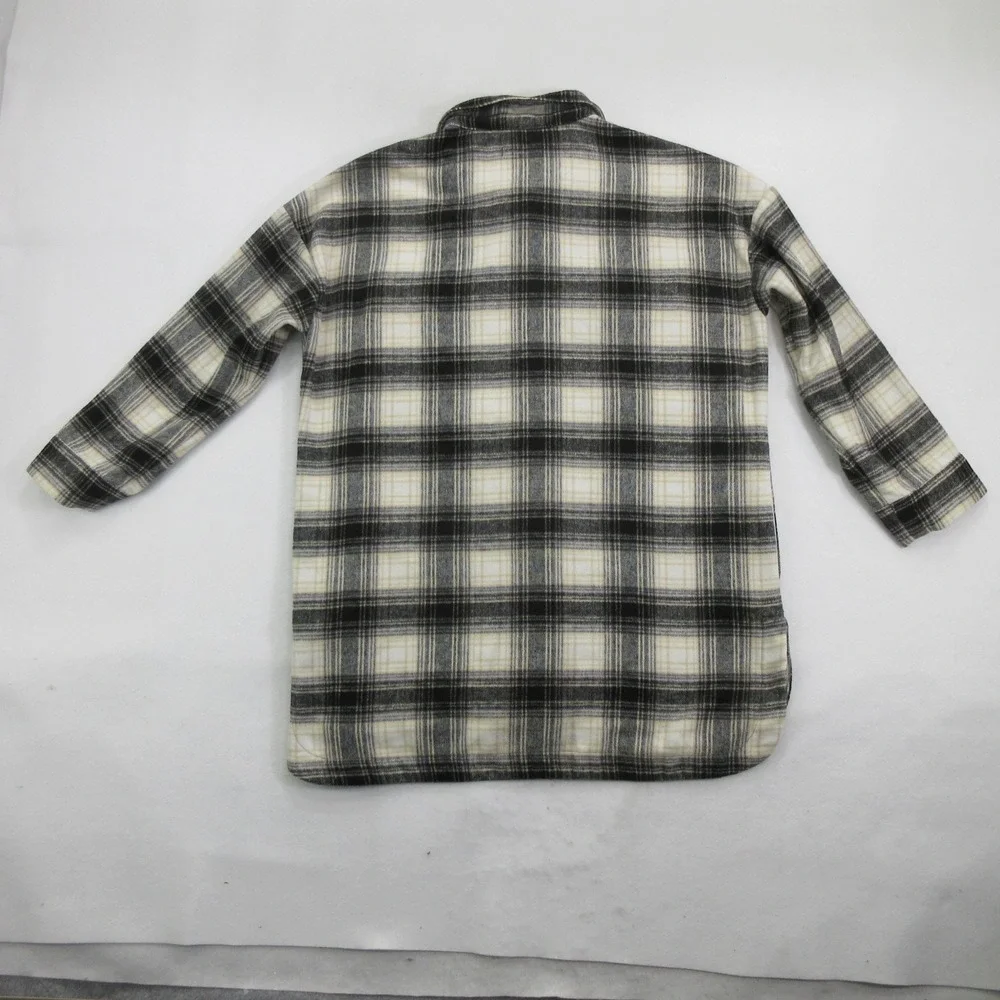 Banana Republic Mens Shirt Jacket Shacket Size XL Plaid Wool Blend Black Cream
